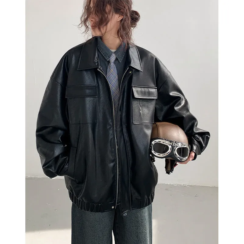 Winter Women's Loose Leather Jacket