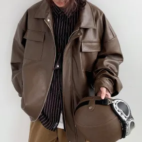 Winter Women's Loose Leather Jacket