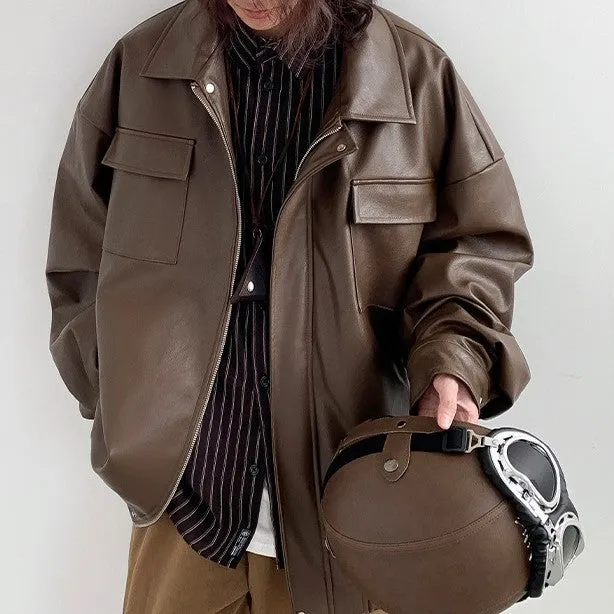 Winter Women's Loose Leather Jacket