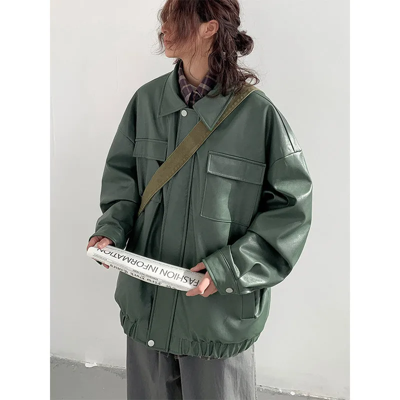 Winter Women's Loose Leather Jacket