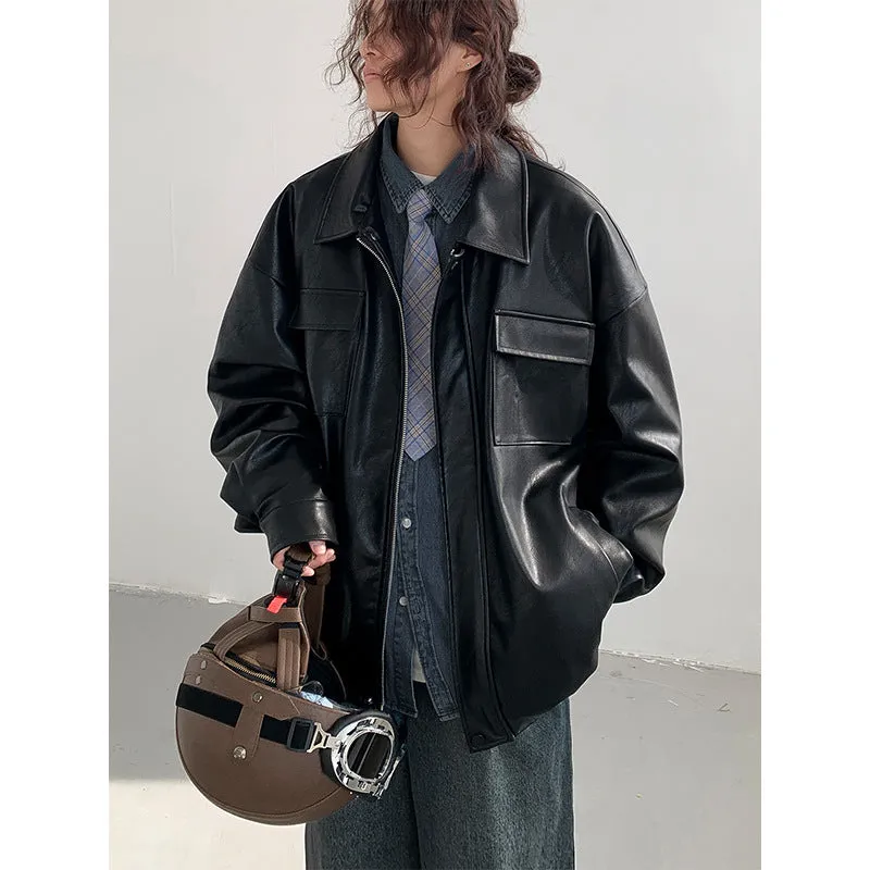 Winter Women's Loose Leather Jacket