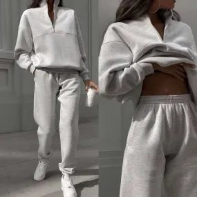 Women's All-matching Thick Long-sleeved Sweatshirt and Pants Two-piece Outfit Set