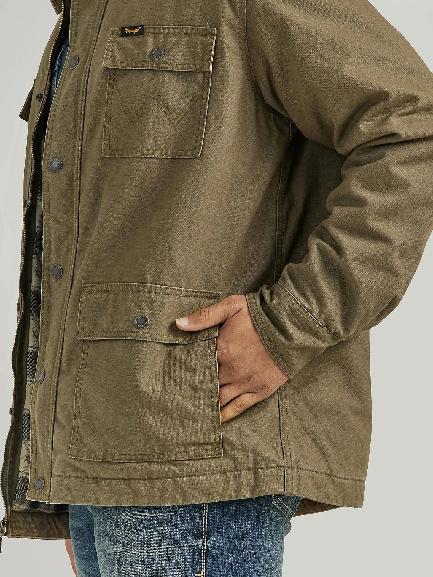 WRANGLER WESTERN LINED CORD COLLAR ZIP BARN JACKET