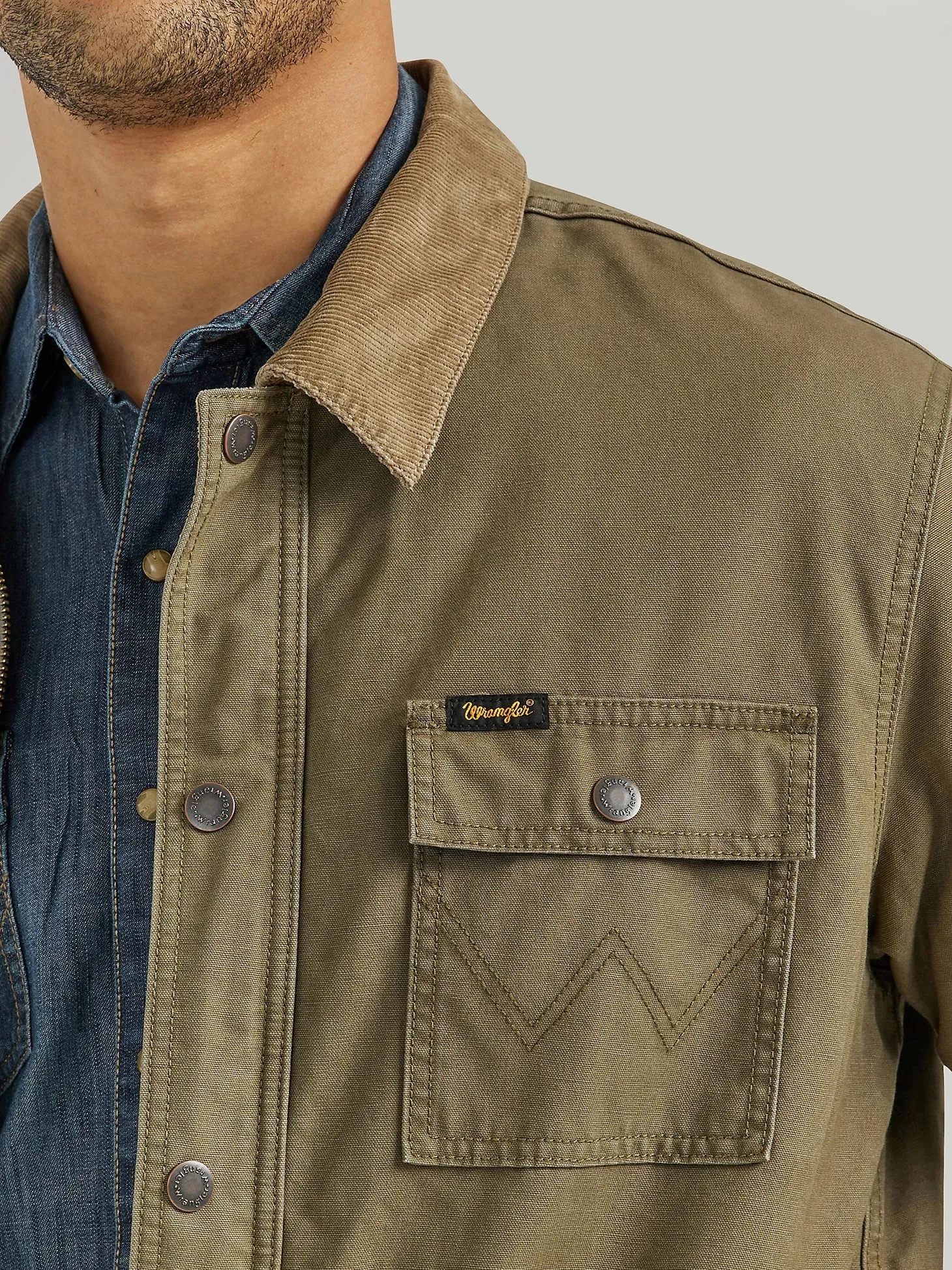 WRANGLER WESTERN LINED CORD COLLAR ZIP BARN JACKET