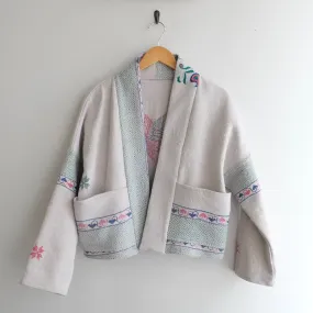 XXS White with Embroidered Star on Back Anoushka Jacket LS001