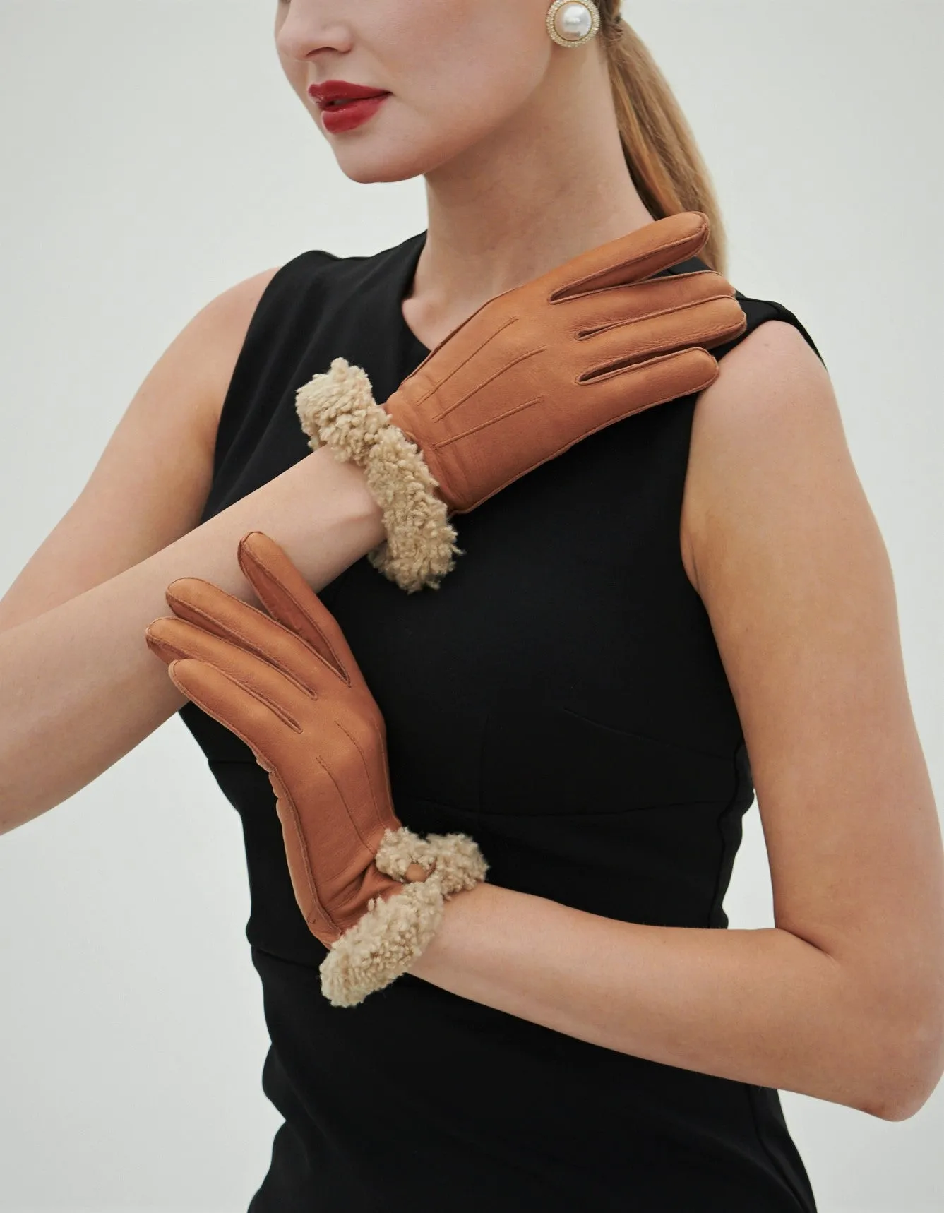 YISEVEN Women's Wool Lined Deerskin Leather Gloves